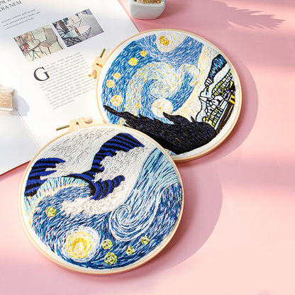 DIY Paket Sulam Tangan Set Menyulam Hand Embroidery Needle Kit Jahit Bordir Starry Sky