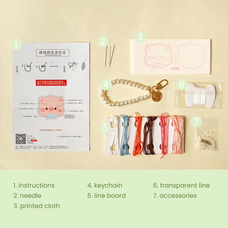 DIY Kit Embroidery Pendant Keychain Kerajinan Tangan Gantungan Kunci Bordir 2