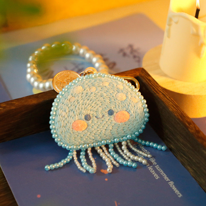 DIY Kit Embroidery Pendant Keychain Kerajinan Tangan Gantungan Kunci Bordir 2