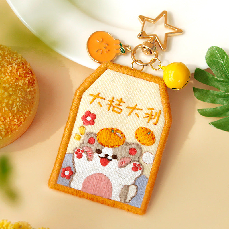 DIY Kit Embroidery Pendant Keychain Kerajinan Tangan Gantungan Kunci Bordir 4