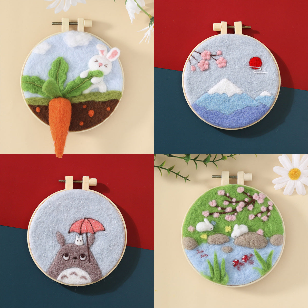 Needle Felt Landscape Set DIY Wool Felting Hoop Kit Handmade Craft Kerajinan Tangan