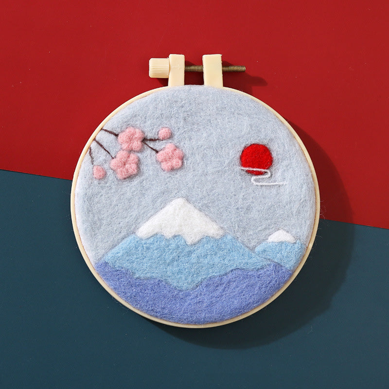 Needle Felt Landscape Set DIY Wool Felting Hoop Kit Handmade Craft Kerajinan Tangan