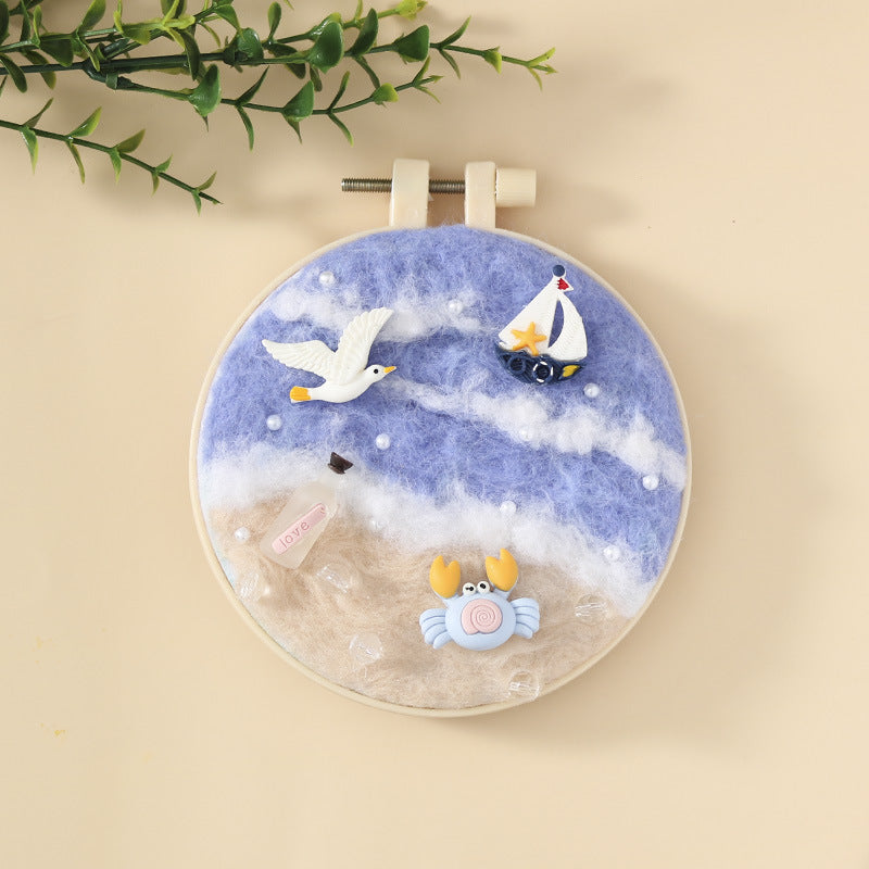 Needle Felt Landscape Set DIY Wool Felting Hoop Kit Handmade Craft Kerajinan Tangan