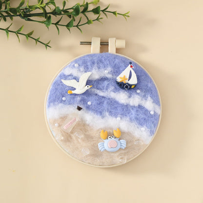 Needle Felt Landscape Set DIY Wool Felting Hoop Kit Handmade Craft Kerajinan Tangan