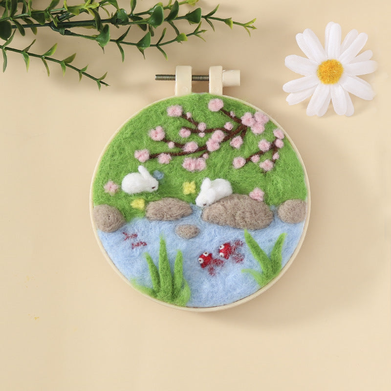 Needle Felt Landscape Set DIY Wool Felting Hoop Kit Handmade Craft Kerajinan Tangan