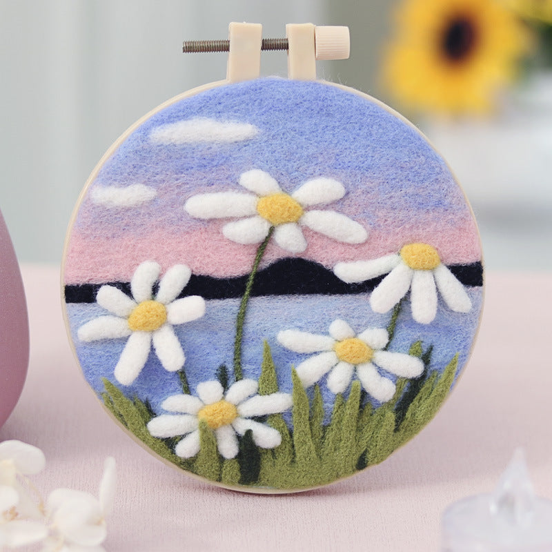 Needle Felt Landscape Set DIY Wool Felting Hoop Kit Handmade Craft Kerajinan Tangan