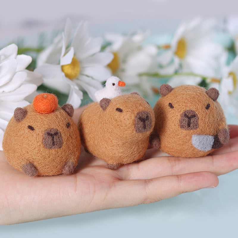 DIY Kit Animal Felt Wool Needle Poke Kerajinan Boneka Capybara Binatang Lucu