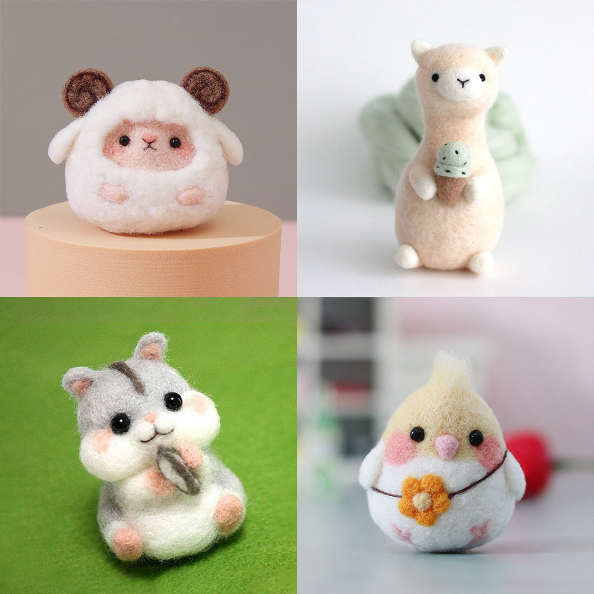 DIY Kit Animal Felt Wool Needle Poke Kerajinan Boneka Hamster Binatang Lucu