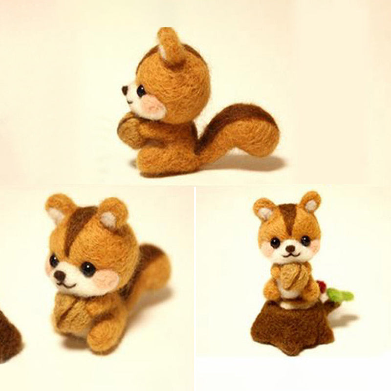 DIY Kit Animal Felt Wool Needle Poke Kerajinan Boneka Animal Hewan Lucu