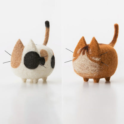 DIY Kit Animal Felt Wool Needle Poke Kerajinan Boneka Kucing Cat Binatang Lucu