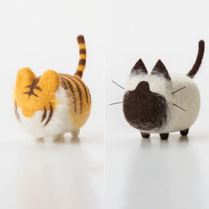 DIY Kit Animal Felt Wool Needle Poke Kerajinan Boneka Kucing Cat Binatang Lucu