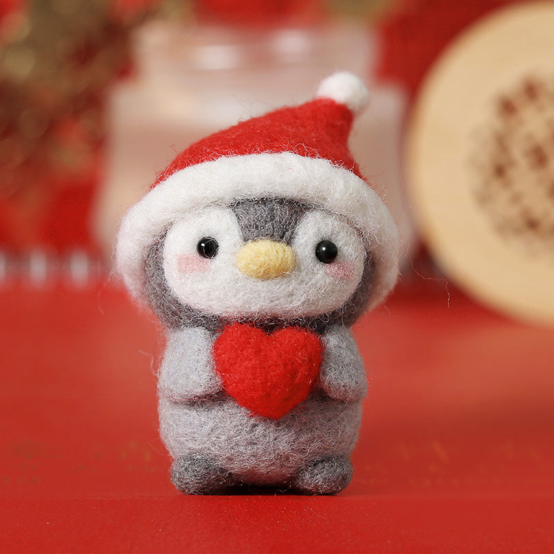 DIY Kit Animal Felt Wool Needle Poke Kerajinan Boneka Penguin Binatang Lucu