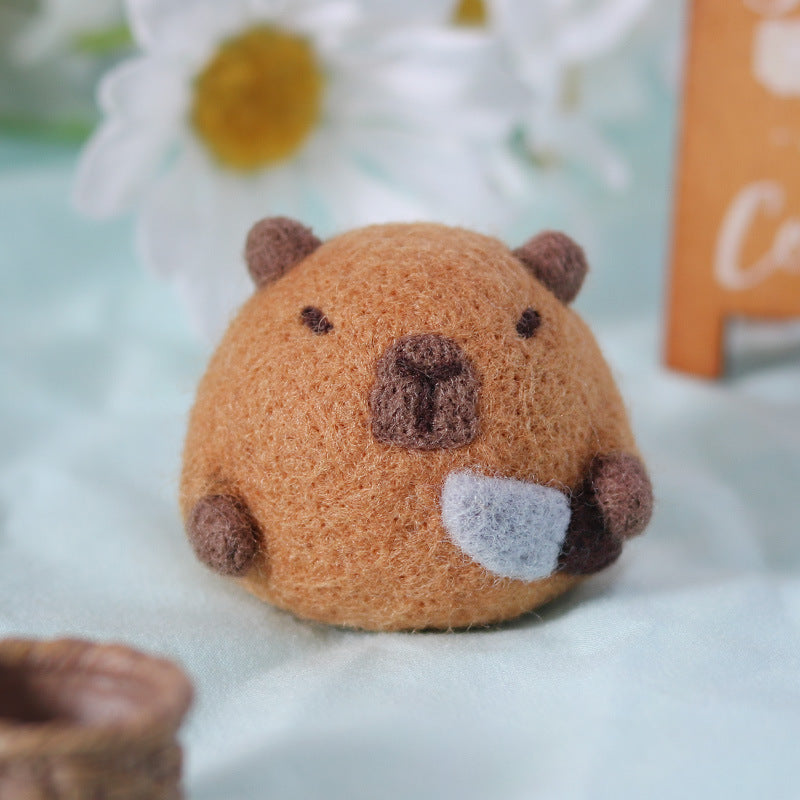 DIY Kit Animal Felt Wool Needle Poke Kerajinan Boneka Capybara Binatang Lucu