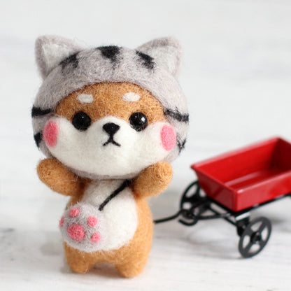 DIY Kit Animal Felt Wool Needle Poke Kerajinan Boneka Anjing Kostum Lucu