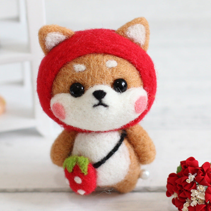 DIY Kit Animal Felt Wool Needle Poke Kerajinan Boneka Anjing Kostum Lucu