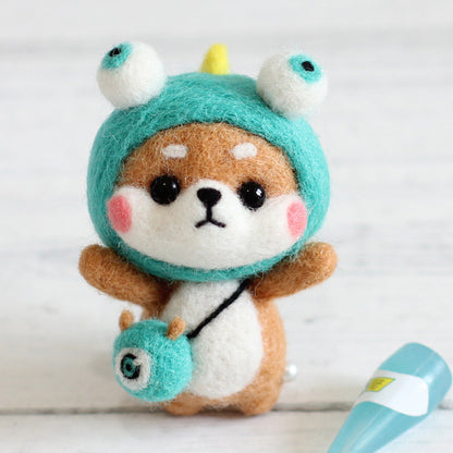 DIY Kit Animal Felt Wool Needle Poke Kerajinan Boneka Anjing Kostum Lucu
