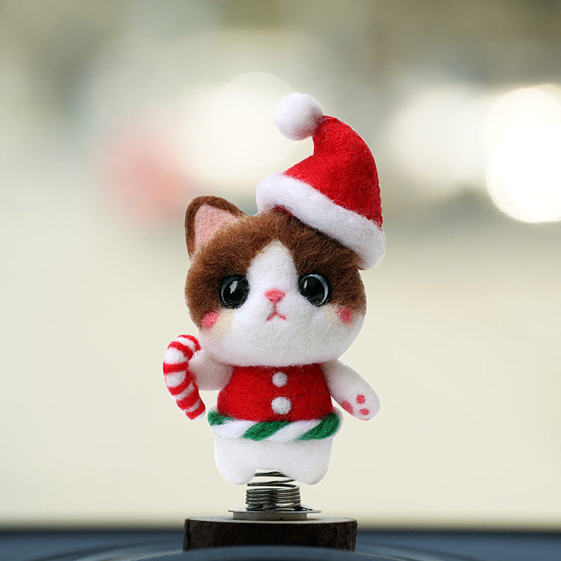 DIY Kit Animal Felt Wool Needle Poke Kerajinan Boneka Kucing Cat Binatang Lucu