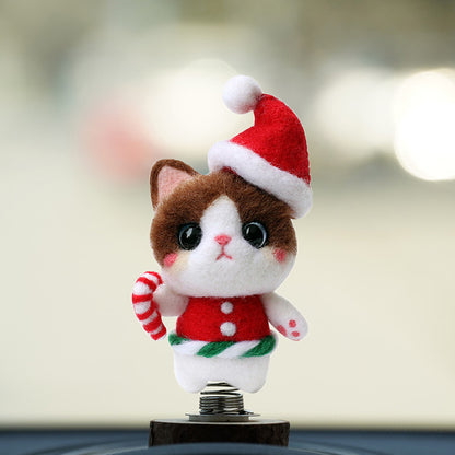 DIY Kit Animal Felt Wool Needle Poke Kerajinan Boneka Kucing Cat Binatang Lucu