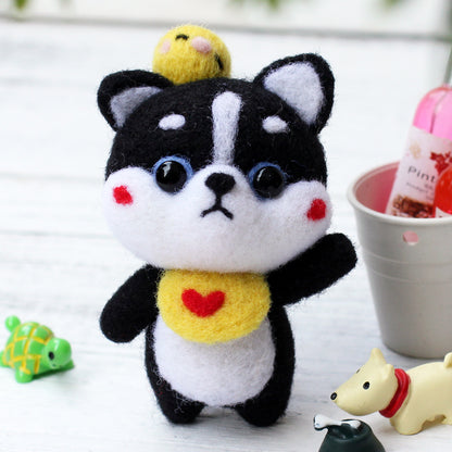 DIY Kit Animal Felt Wool Needle Poke Kerajinan Boneka Anjing Kostum Lucu