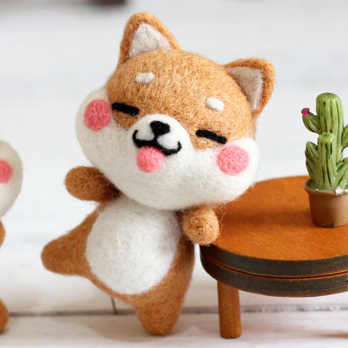 DIY Kit Animal Felt Wool Needle Poke Kerajinan Boneka Anjing Kostum Lucu