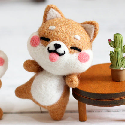 DIY Kit Animal Felt Wool Needle Poke Kerajinan Boneka Anjing Kostum Lucu