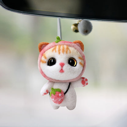 DIY Kit Animal Felt Wool Needle Poke Kerajinan Boneka Kucing Cat Binatang Lucu