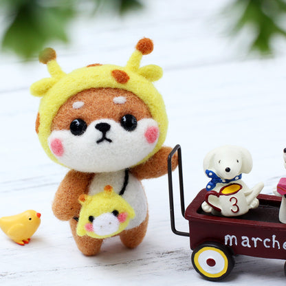 DIY Kit Animal Felt Wool Needle Poke Kerajinan Boneka Anjing Kostum Lucu