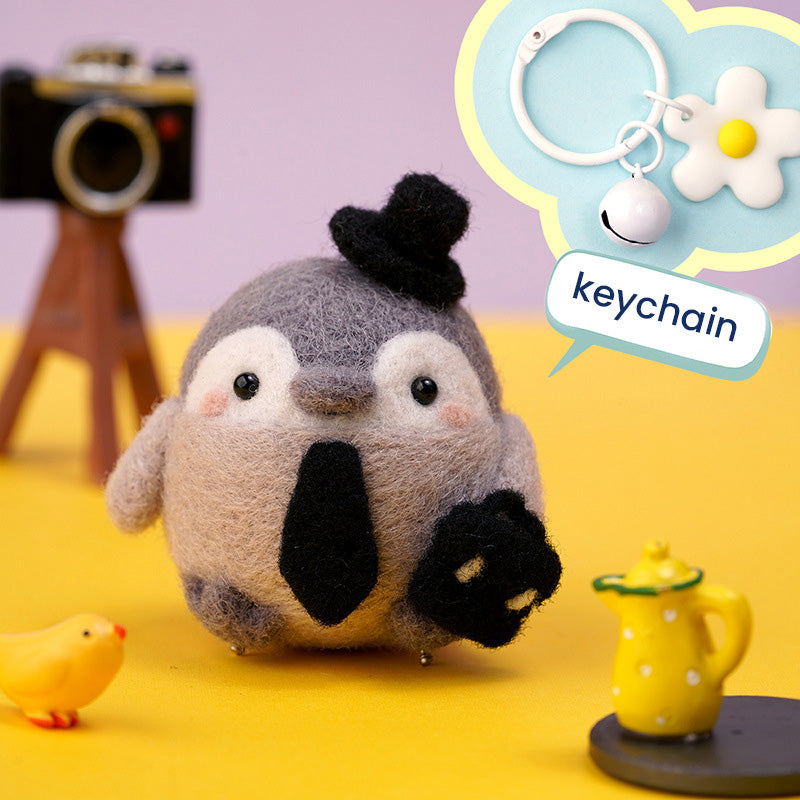 DIY Kit Animal Felt Wool Needle Poke Kerajinan Boneka Penguin Binatang Lucu