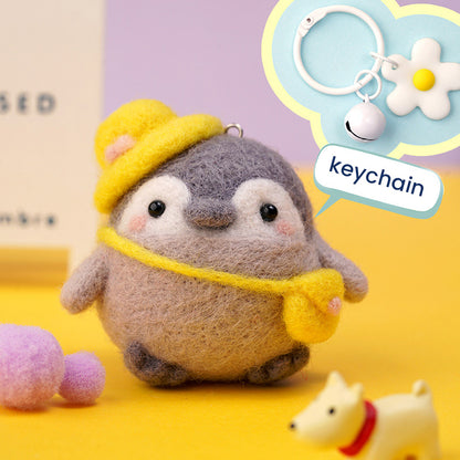 DIY Kit Animal Felt Wool Needle Poke Kerajinan Boneka Penguin Binatang Lucu