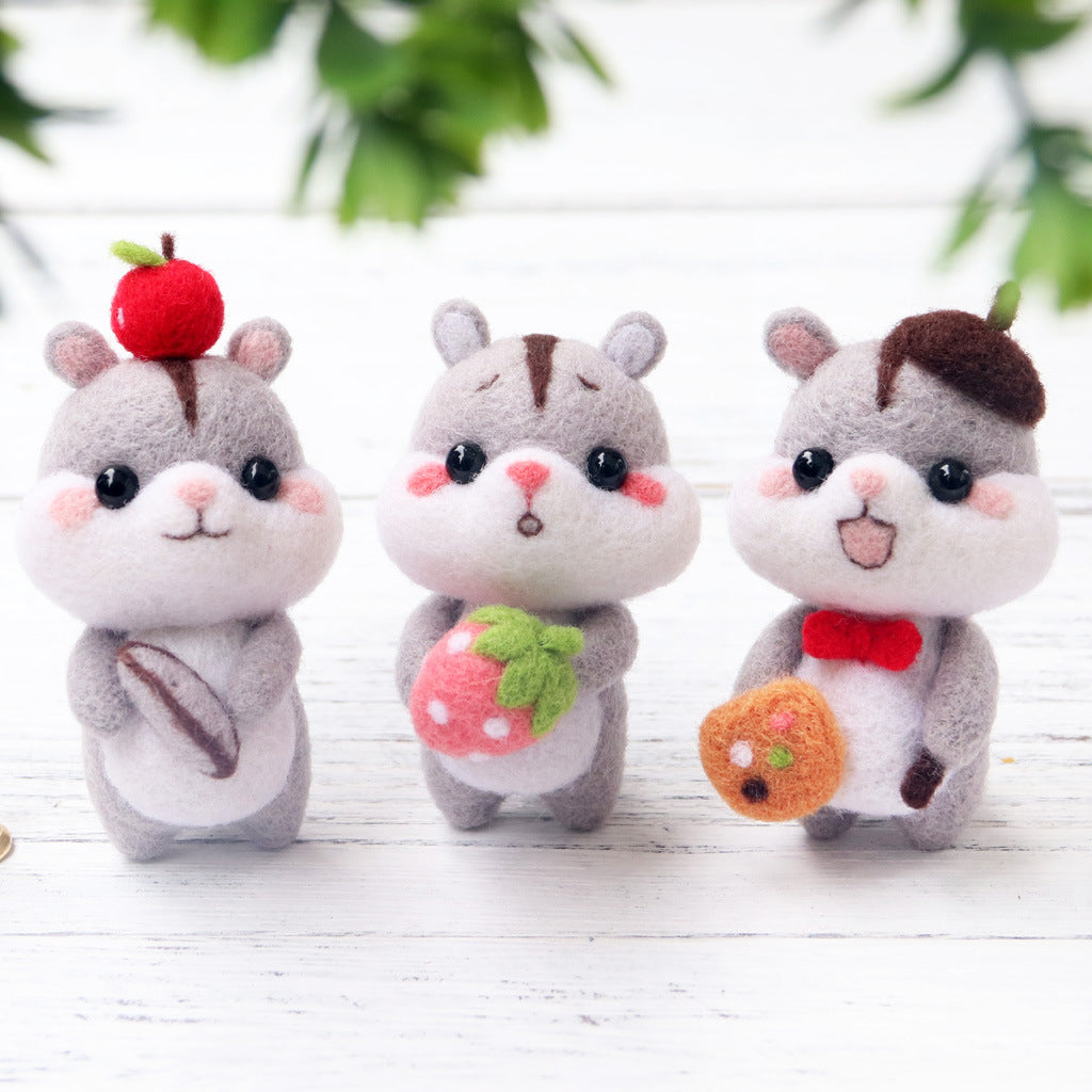 DIY Kit Animal Felt Wool Needle Poke Kerajinan Boneka Hamster Binatang Lucu