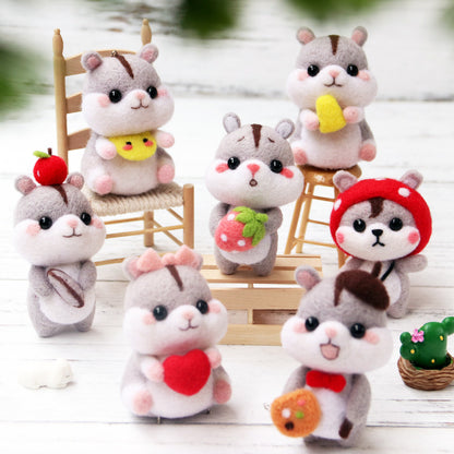 DIY Kit Animal Felt Wool Needle Poke Kerajinan Boneka Hamster Binatang Lucu