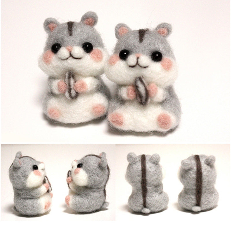 DIY Kit Animal Felt Wool Needle Poke Kerajinan Boneka Hamster Binatang Lucu