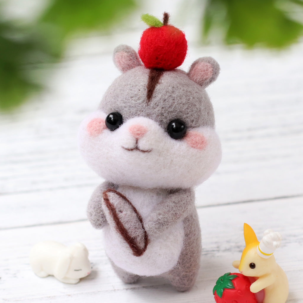 DIY Kit Animal Felt Wool Needle Poke Kerajinan Boneka Hamster Binatang Lucu