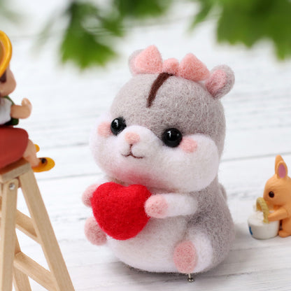 DIY Kit Animal Felt Wool Needle Poke Kerajinan Boneka Hamster Binatang Lucu