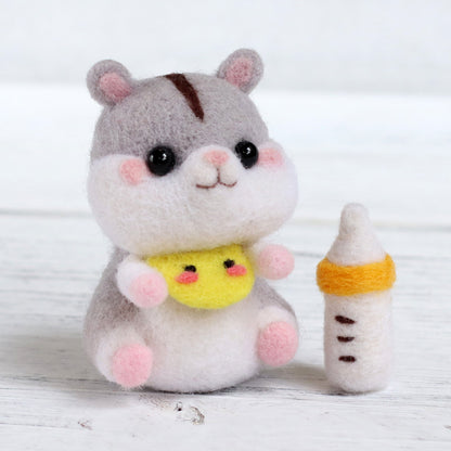 DIY Kit Animal Felt Wool Needle Poke Kerajinan Boneka Hamster Binatang Lucu