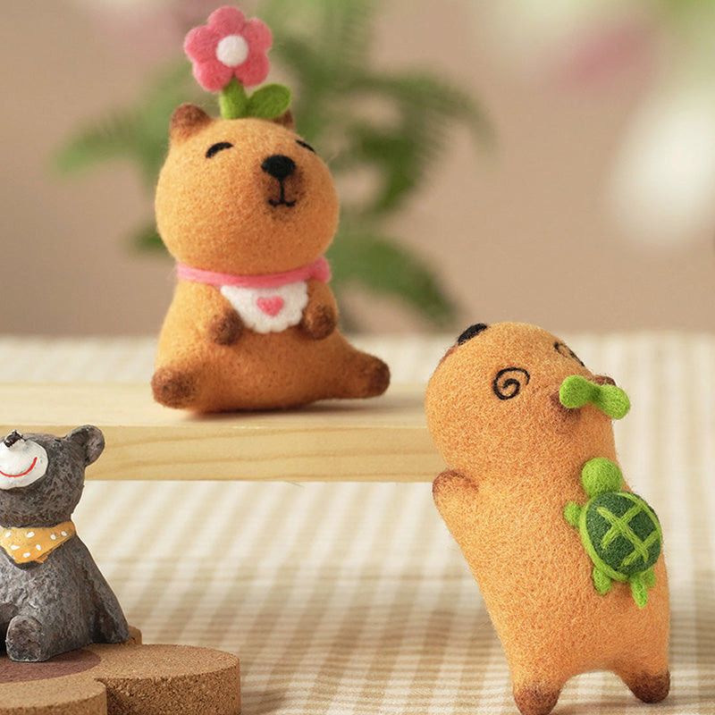 DIY Kit Animal Felt Wool Needle Poke Kerajinan Boneka Capybara Binatang Lucu