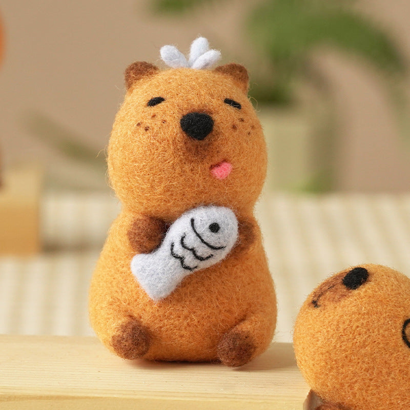 DIY Kit Animal Felt Wool Needle Poke Kerajinan Boneka Capybara Binatang Lucu