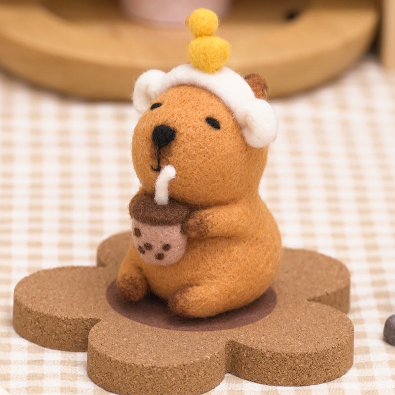 DIY Kit Animal Felt Wool Needle Poke Kerajinan Boneka Capybara Binatang Lucu