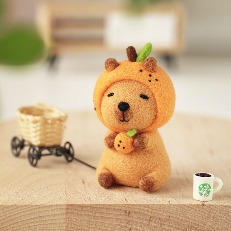 DIY Kit Animal Felt Wool Needle Poke Kerajinan Boneka Capybara Binatang Lucu