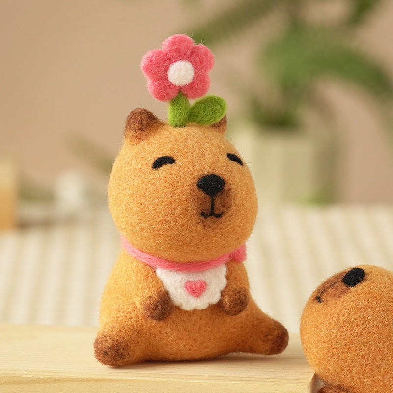 DIY Kit Animal Felt Wool Needle Poke Kerajinan Boneka Capybara Binatang Lucu