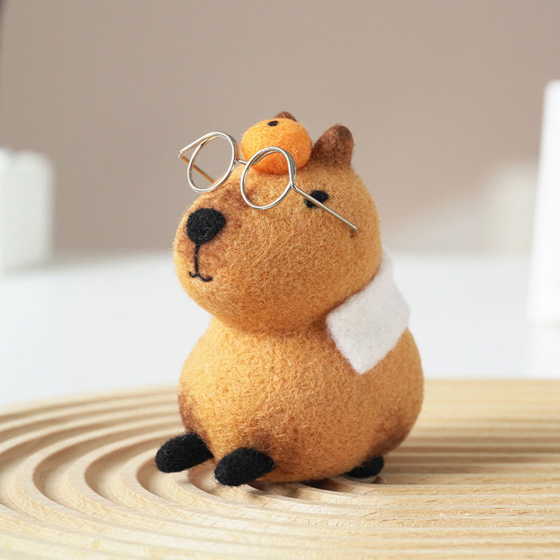 DIY Kit Animal Felt Wool Needle Poke Kerajinan Boneka Capybara Binatang Lucu