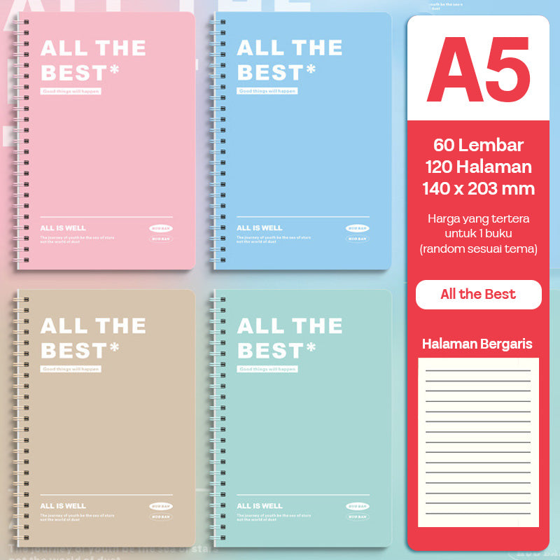 Buku Notebook A5 Full Ring Halaman Bergaris SBFA560