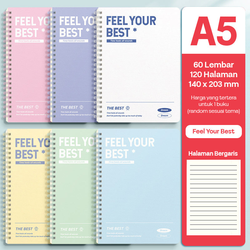 Buku Notebook A5 Full Ring Halaman Bergaris SBFA560