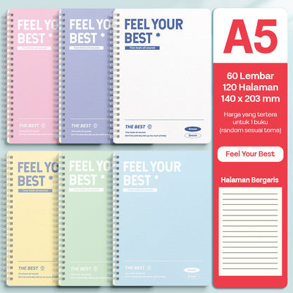 Buku Notebook A5 Full Ring Halaman Bergaris SBFA560