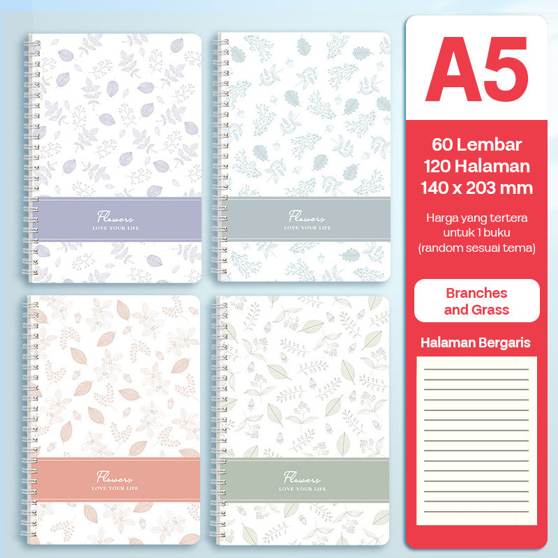 Buku Notebook A5 Full Ring Halaman Bergaris SBFA560