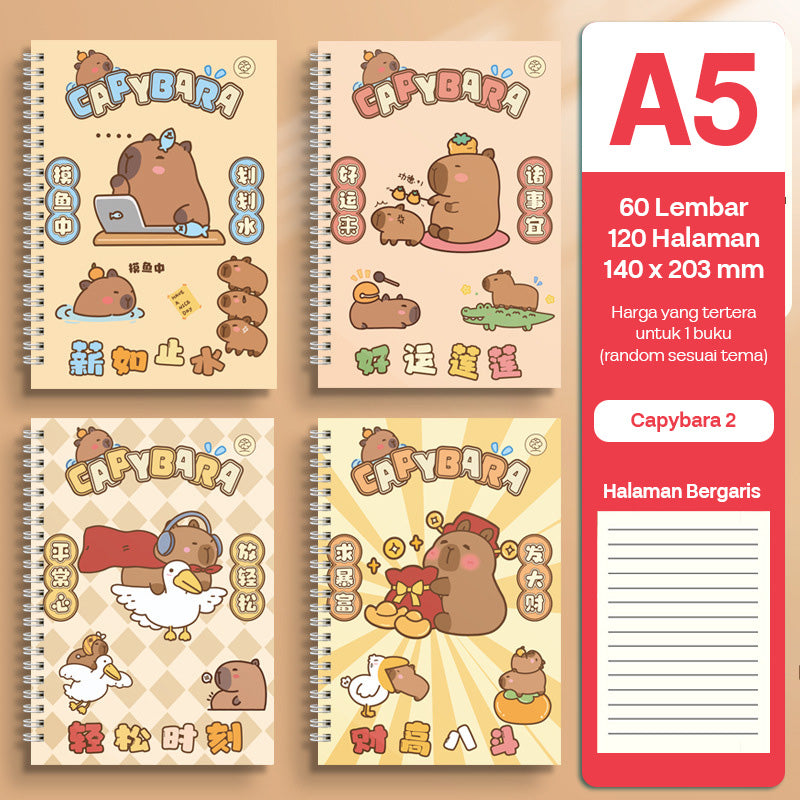 Buku Notebook A5 Full Ring Halaman Bergaris SBFA560