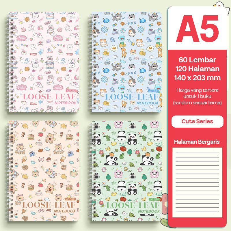 Buku Notebook A5 Full Ring Halaman Bergaris SBFA560