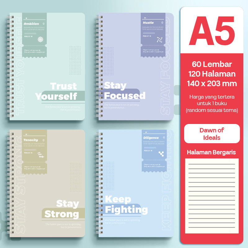 Buku Notebook A5 Full Ring Halaman Bergaris SBFA560