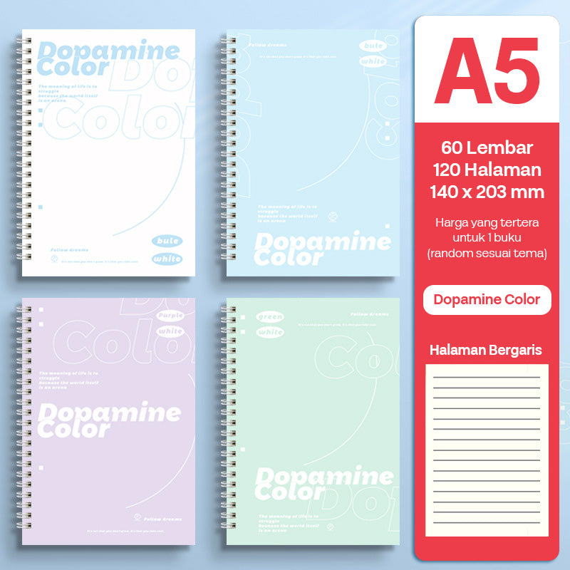 Buku Notebook A5 Full Ring Halaman Bergaris SBFA560