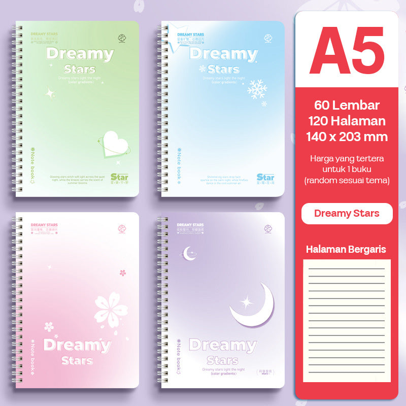 Buku Notebook A5 Full Ring Halaman Bergaris SBFA560